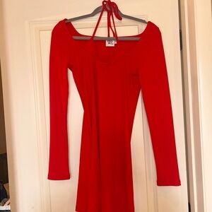 Vibrant Red Long Sleeve Dress